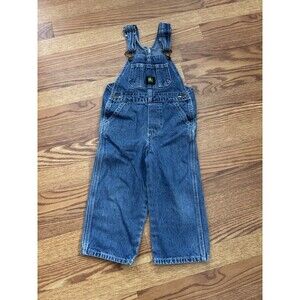 John Deere Blue Jean Denim Bib Overalls Kids Size 3T Farmer Tractor Pockets